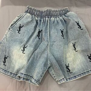 Denim Shorts with Embroidered Logo